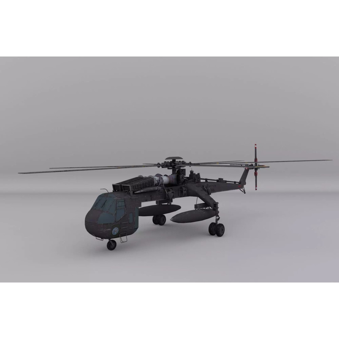 Sikorsky CH-54 Tarhe 3D Model – Low Poly Military Helicopter, FBX - View 3