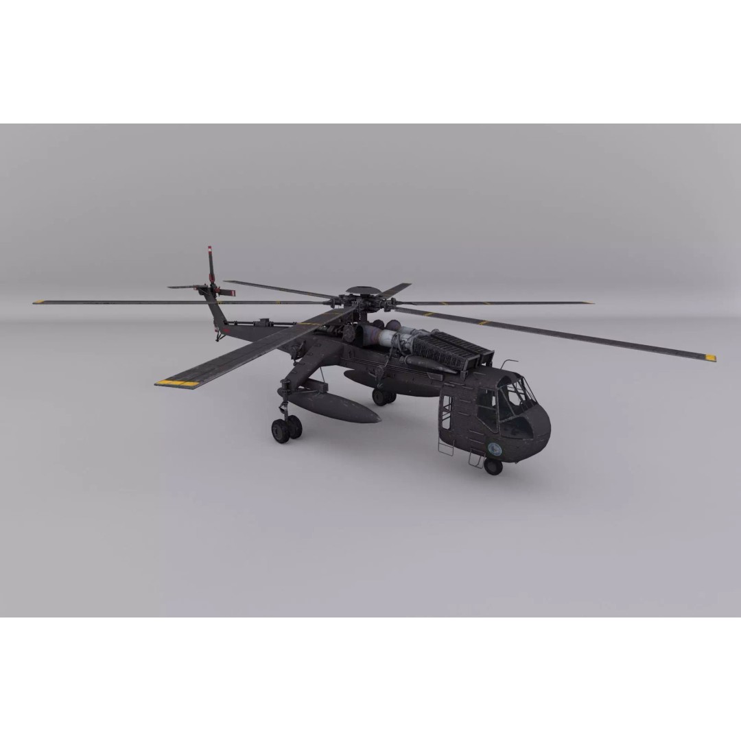 Sikorsky CH-54 Tarhe 3D Model – Low Poly Military Helicopter, FBX - View 4