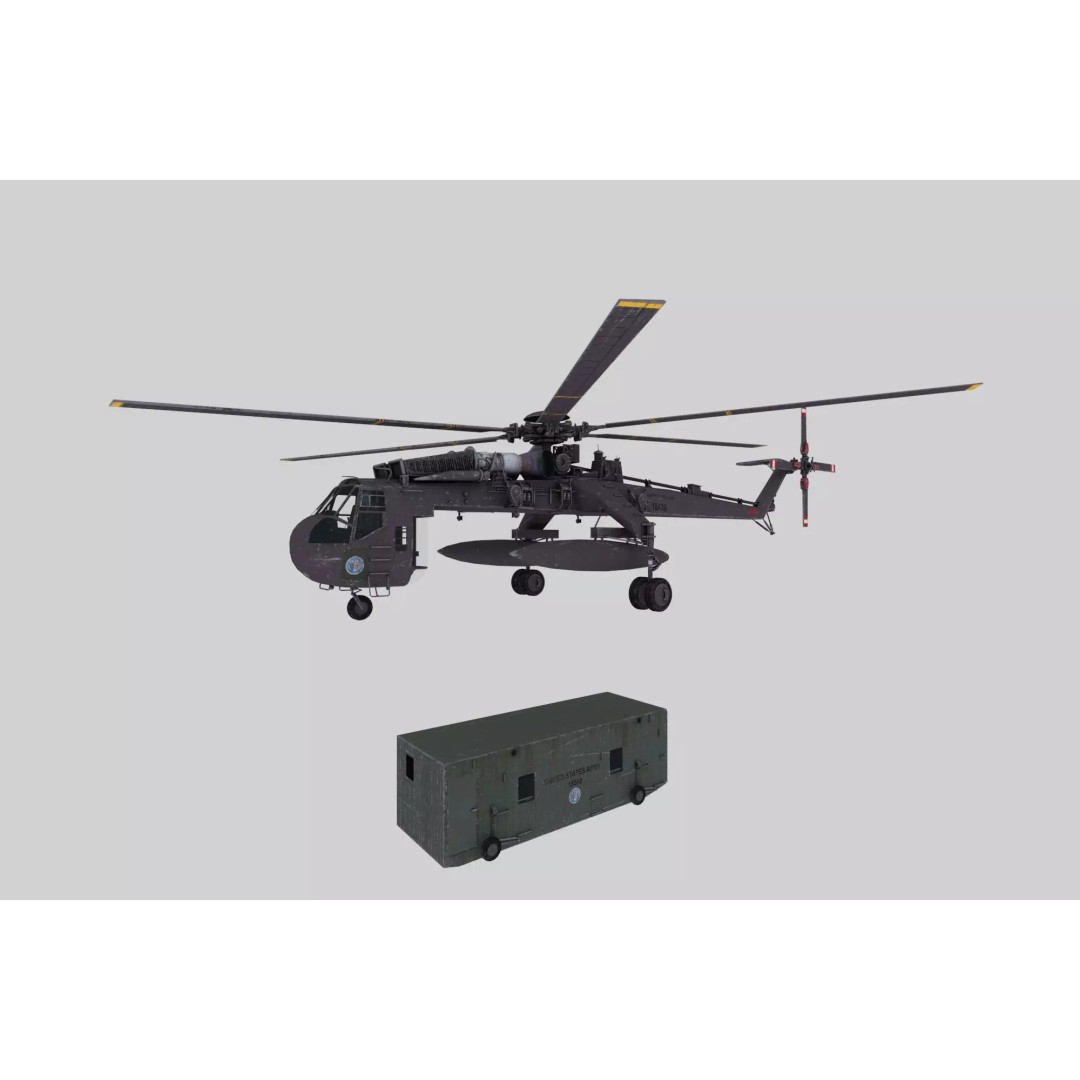 Sikorsky CH-54 Tarhe 3D Model – Low Poly Military Helicopter, FBX - View 5