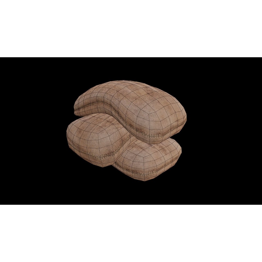 Burlap Sacks 3D Model – Low Poly PBR Game Asset, FBX, Blender - View 12