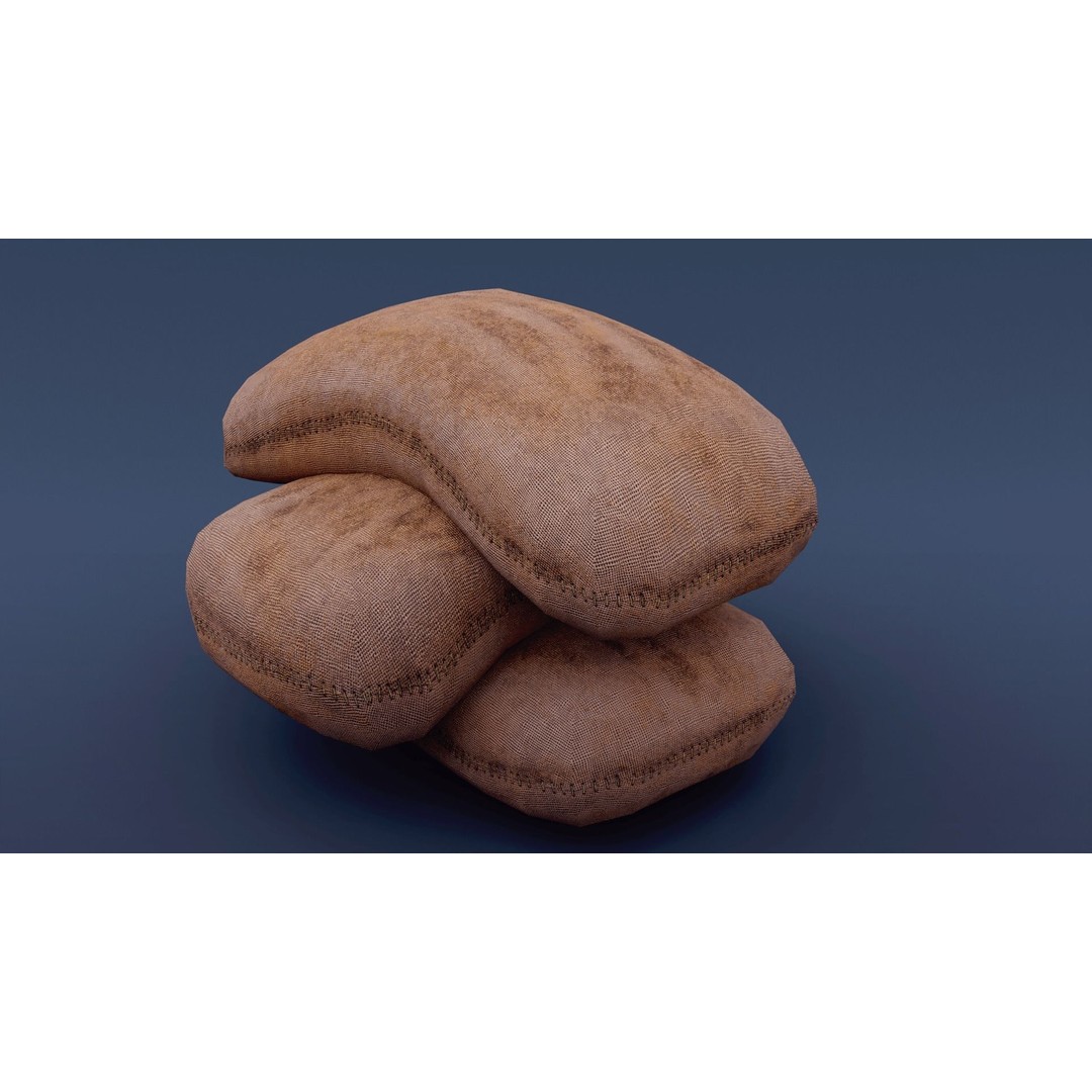 Burlap Sacks 3D Model – Low Poly PBR Game Asset, FBX, Blender - View 15