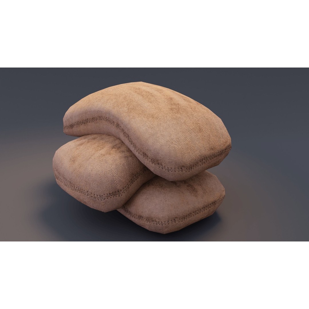 Burlap Sacks 3D Model – Low Poly PBR Game Asset, FBX, Blender - View 4