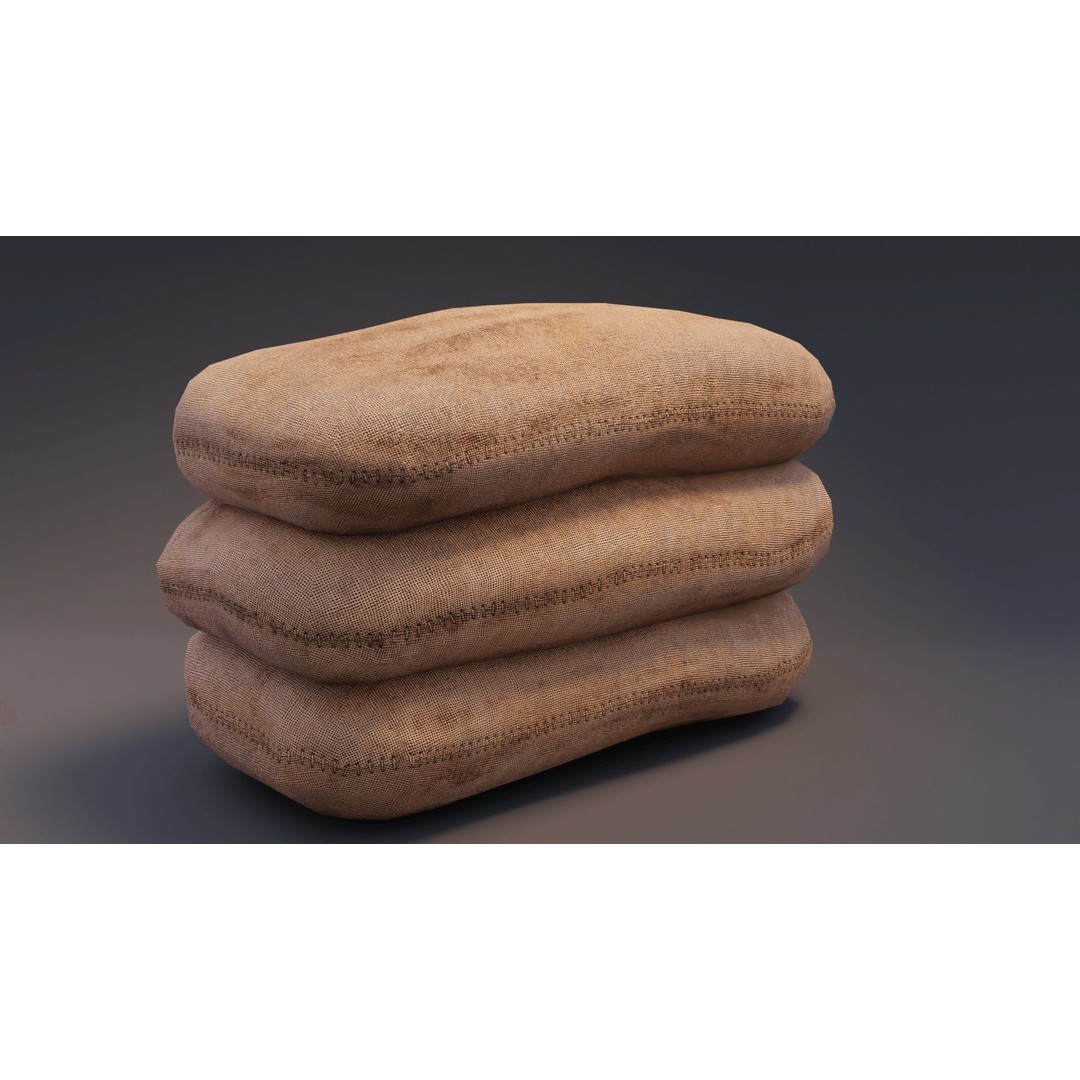 Burlap Sacks 3D Model – Low Poly PBR Game Asset, FBX, Blender - View 5