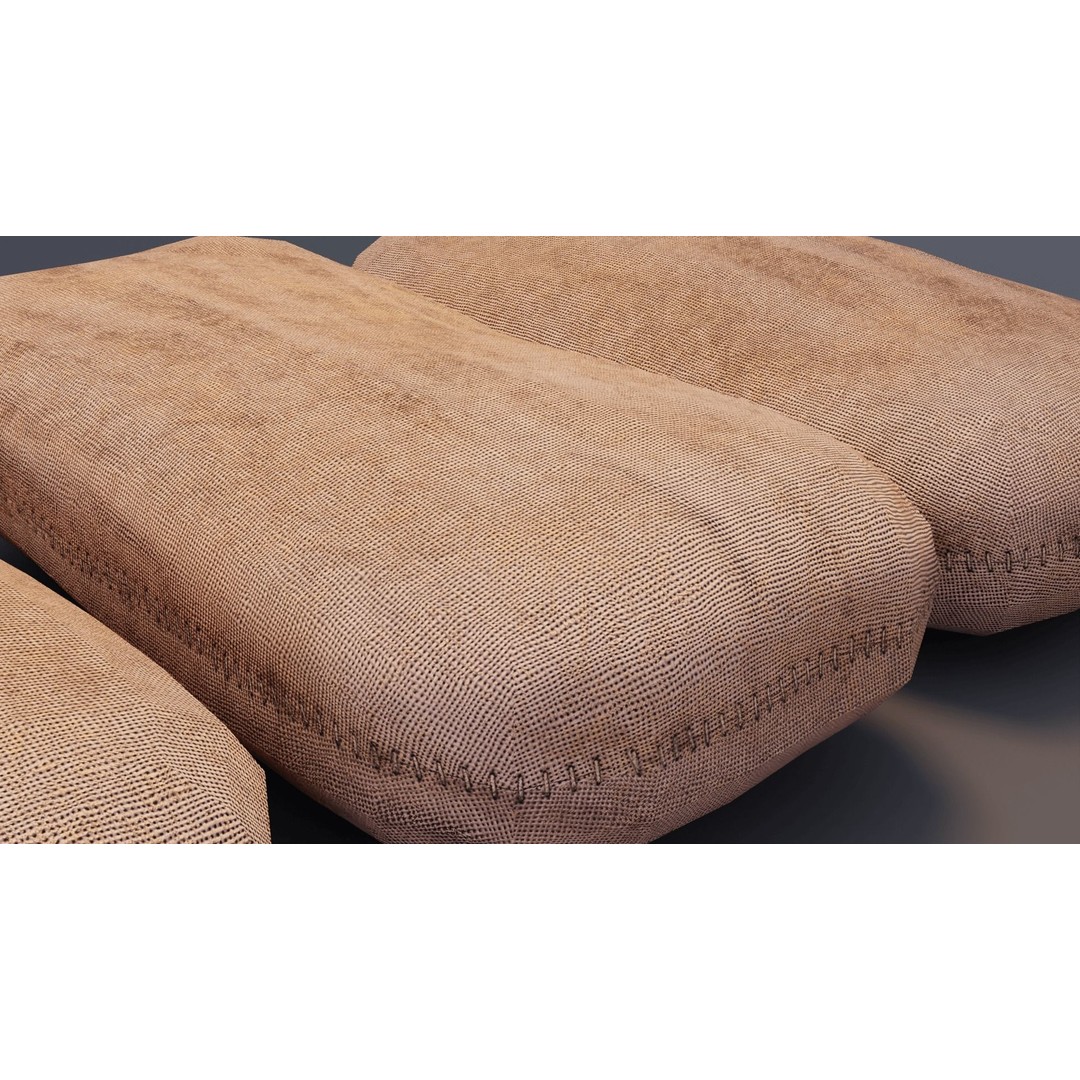 Burlap Sacks 3D Model – Low Poly PBR Game Asset, FBX, Blender - View 8