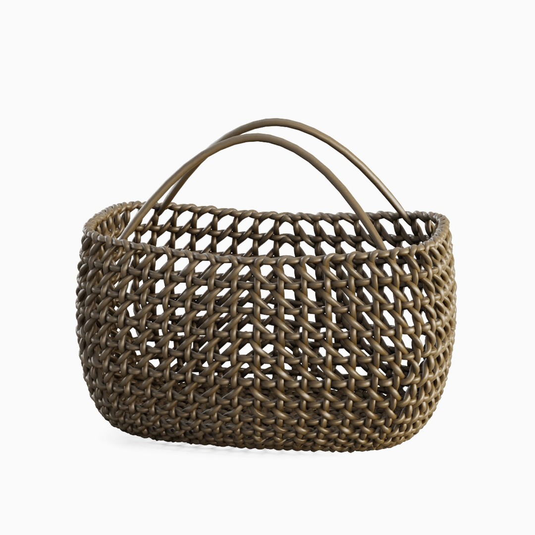 Woven Basket 3D Model – Mid Poly PBR Asset, Blender, FBX, OBJ - View 3