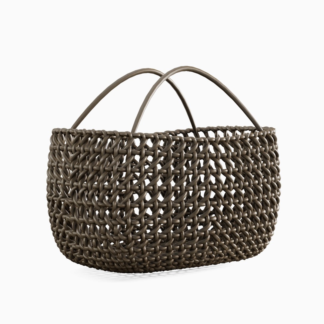 Woven Basket 3D Model – Mid Poly PBR Asset, Blender, FBX, OBJ - View 4