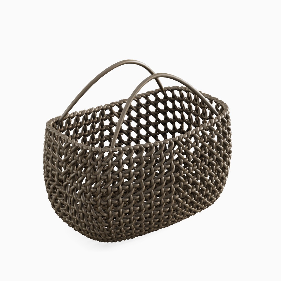 Woven Basket 3D Model – Mid Poly PBR Asset, Blender, FBX, OBJ - View 6