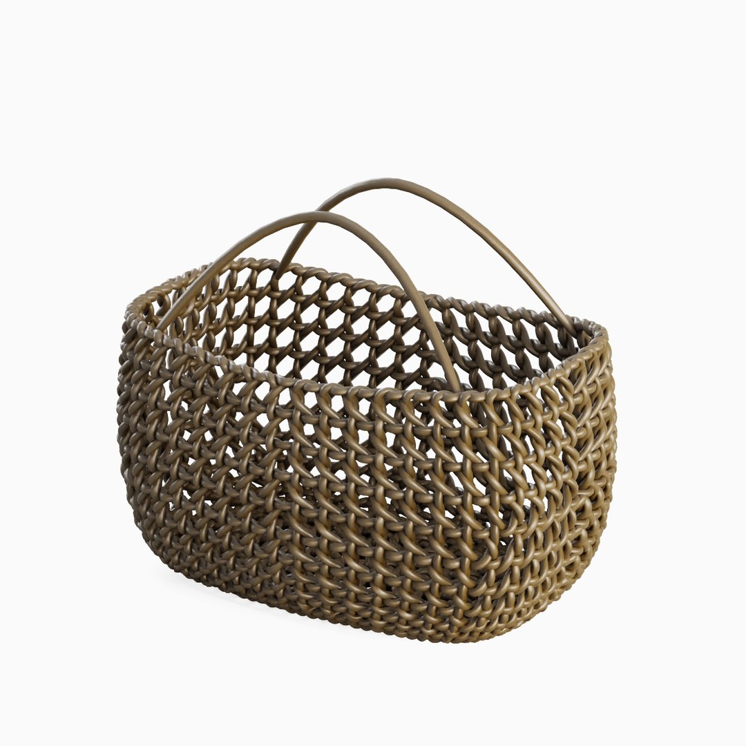 Woven Basket 3D Model – Mid Poly PBR Asset, Blender, FBX, OBJ - View 7