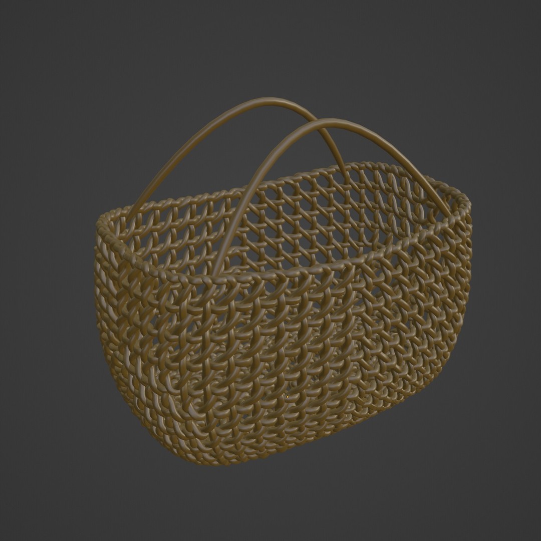 Woven Basket 3D Model – Mid Poly PBR Asset, Blender, FBX, OBJ - View 8