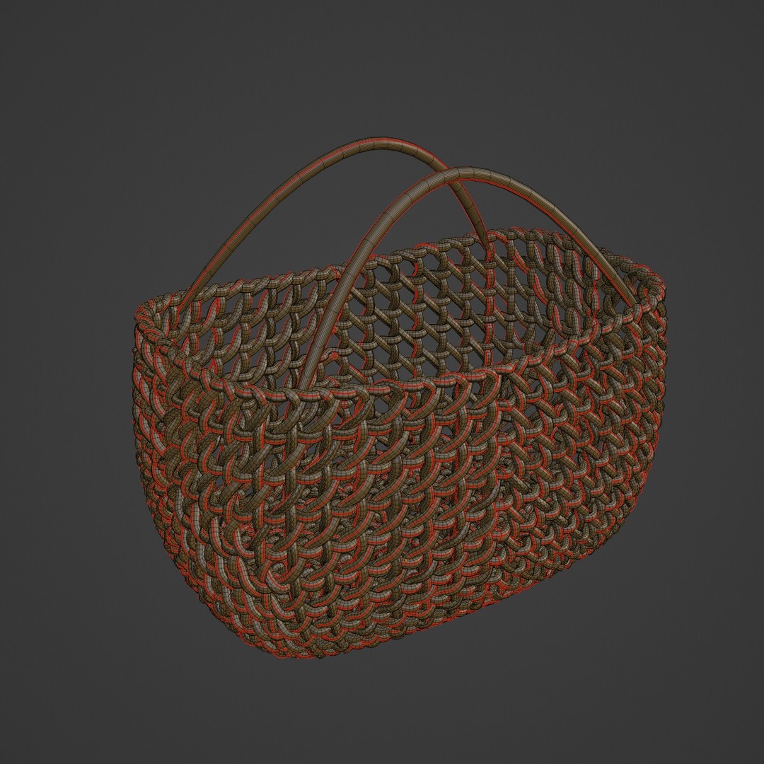 Woven Basket 3D Model – Mid Poly PBR Asset, Blender, FBX, OBJ - View 9