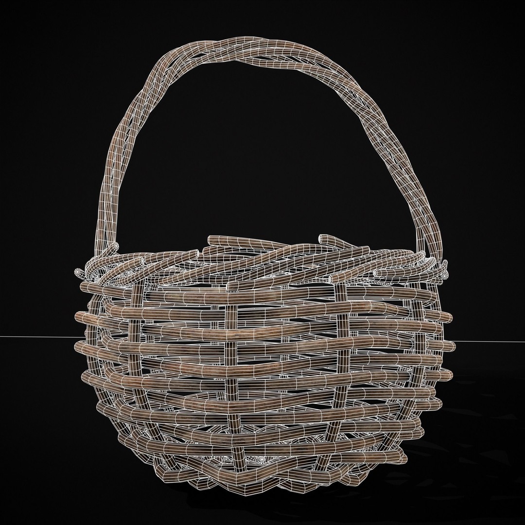 Wooden Root Basket 3D Model – Low Poly PBR Game Asset, FBX & OBJ
