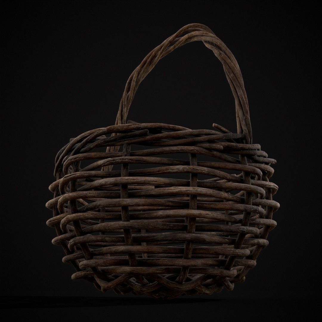 Wooden Root Basket 3D Model – Low Poly PBR Game Asset, FBX & OBJ - View 12