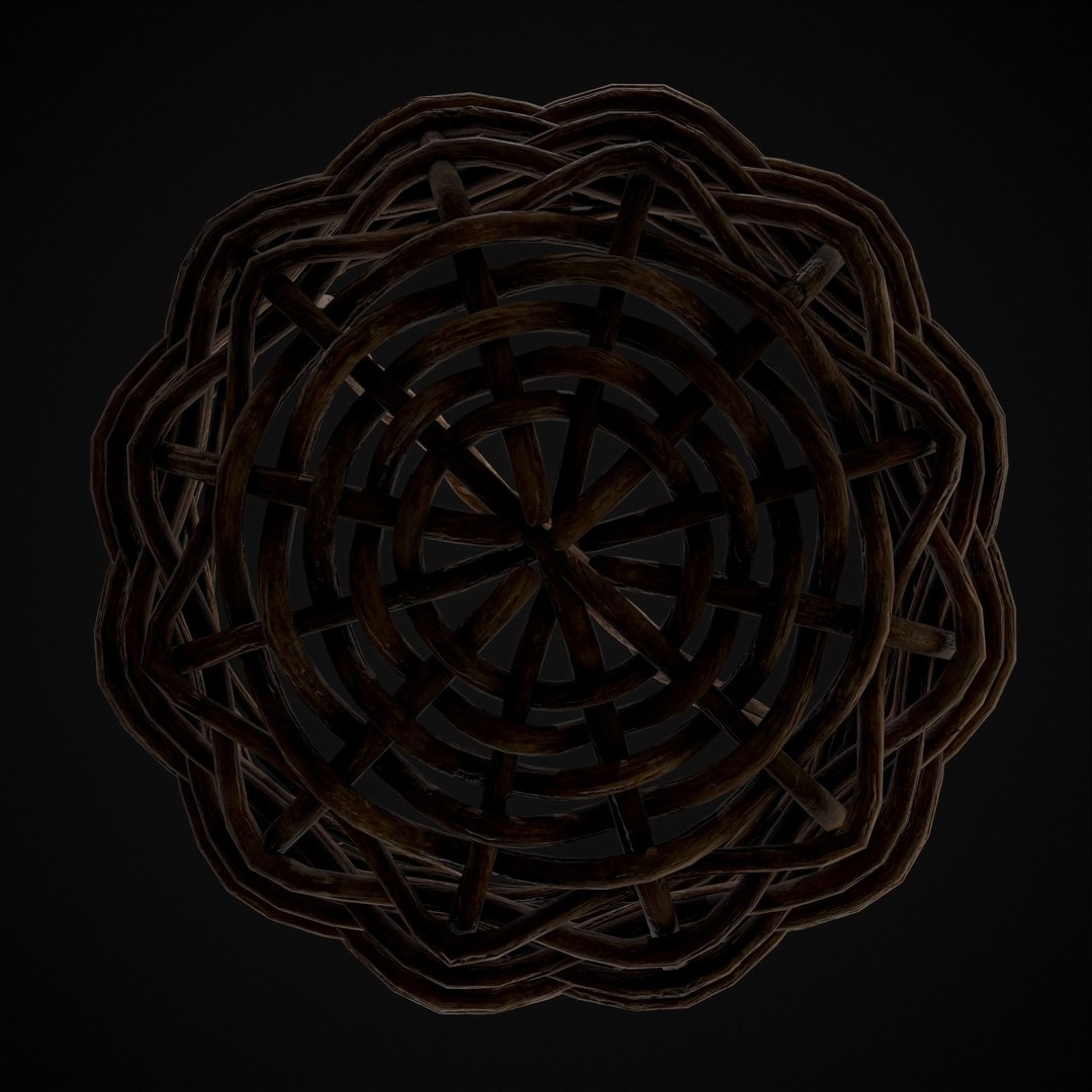 Wooden Root Basket 3D Model – Low Poly PBR Game Asset, FBX & OBJ - View 13