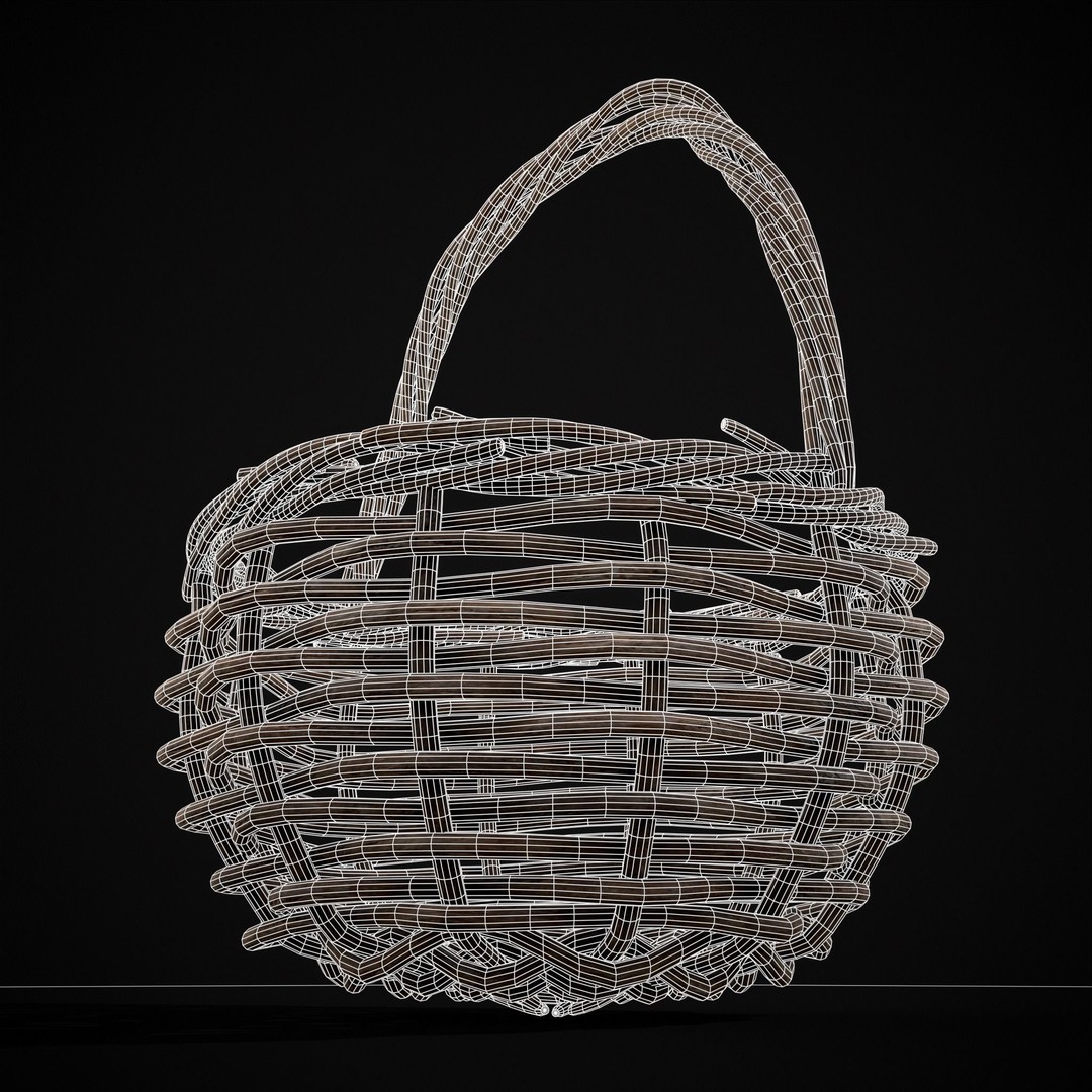 Wooden Root Basket 3D Model – Low Poly PBR Game Asset, FBX & OBJ - View 15