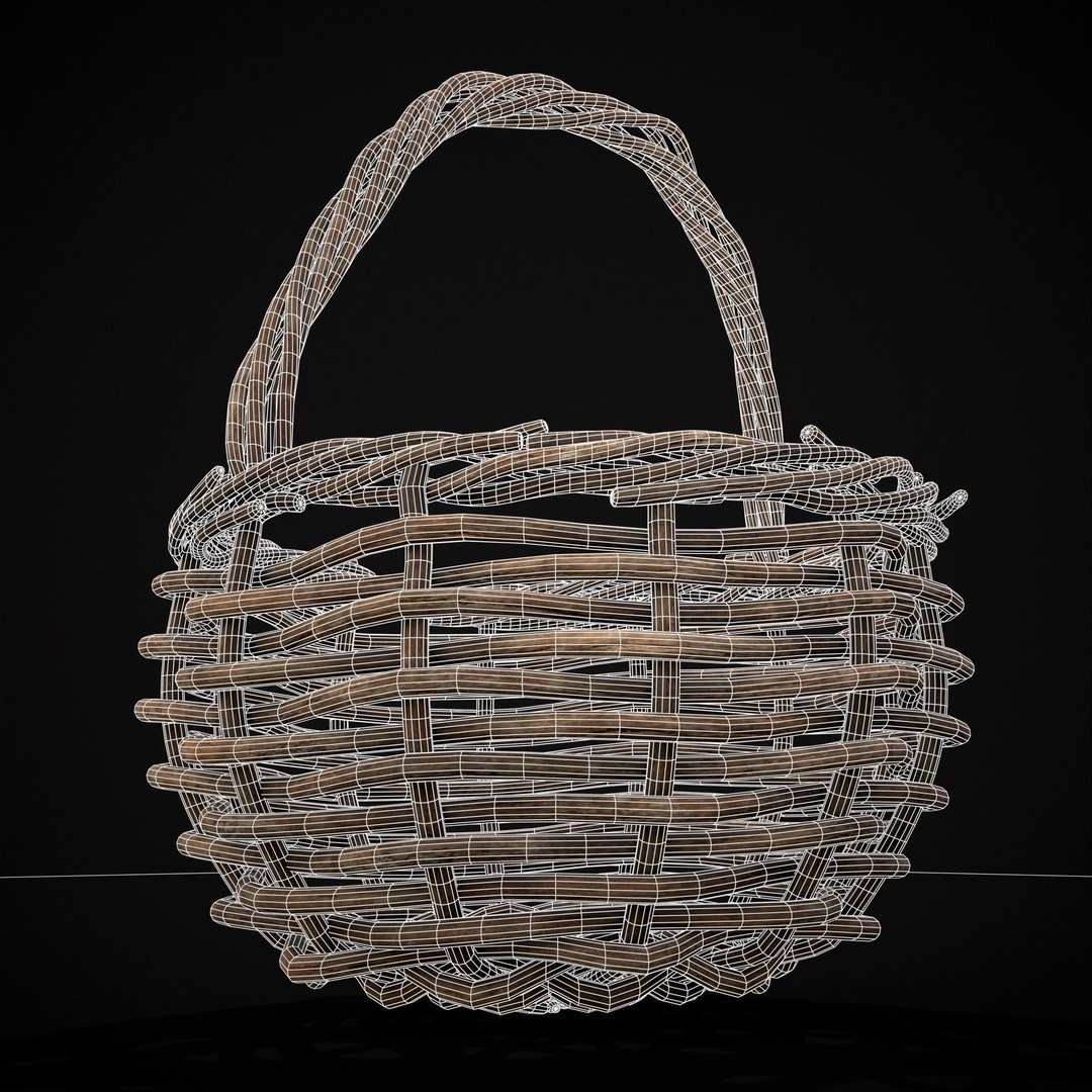 Wooden Root Basket 3D Model – Low Poly PBR Game Asset, FBX & OBJ - View 33