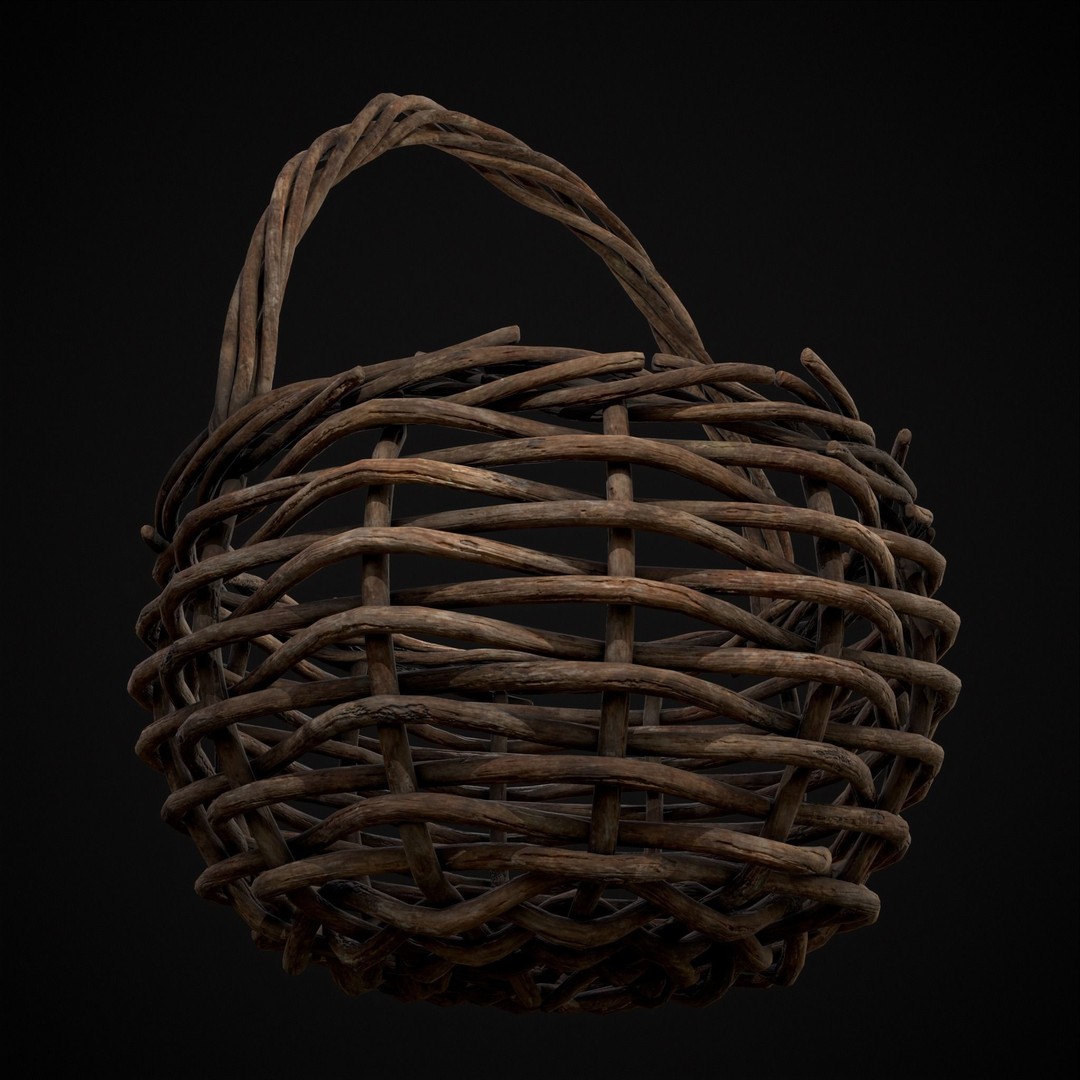 Wooden Root Basket 3D Model – Low Poly PBR Game Asset, FBX & OBJ - View 36