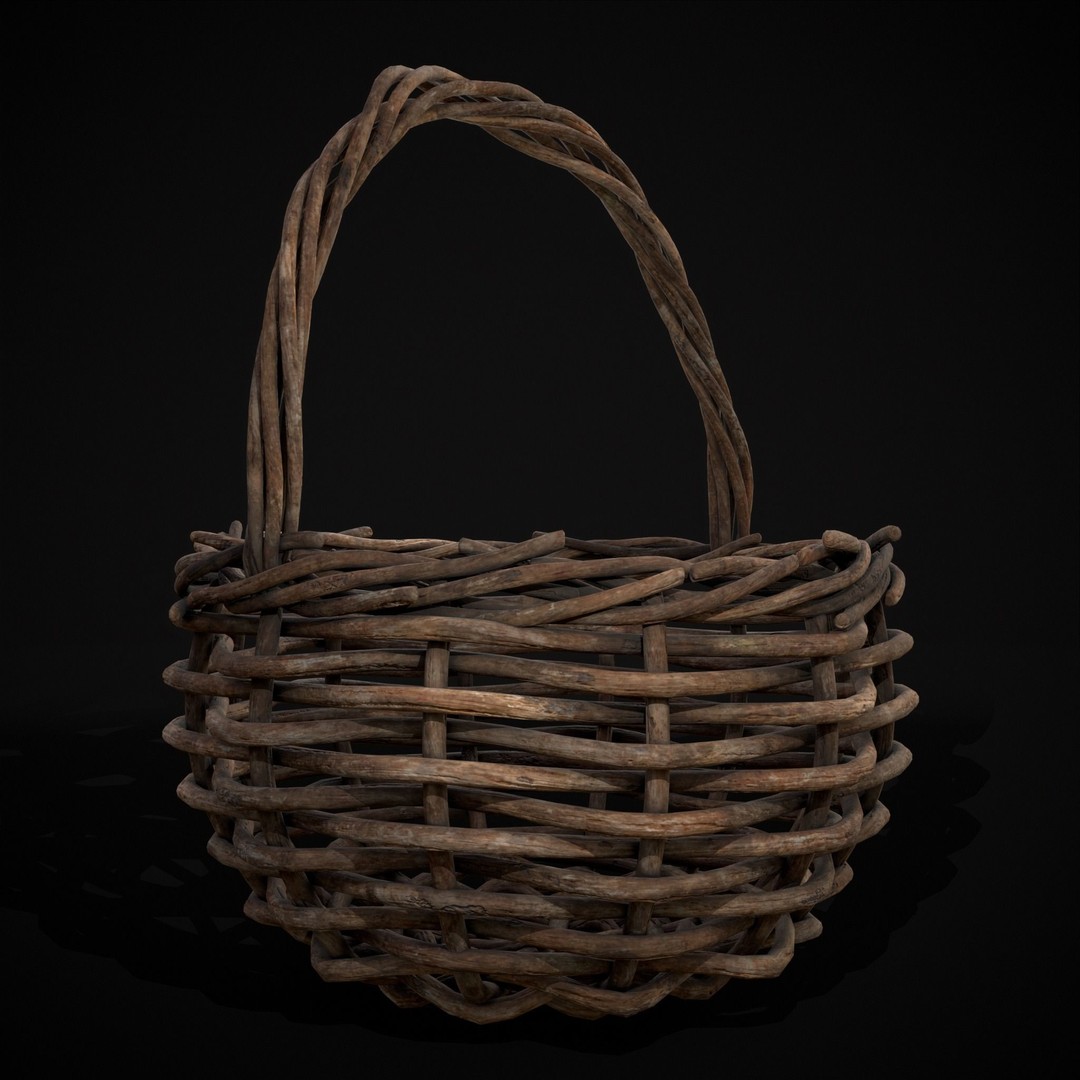 Wooden Root Basket 3D Model – Low Poly PBR Game Asset, FBX & OBJ - View 4