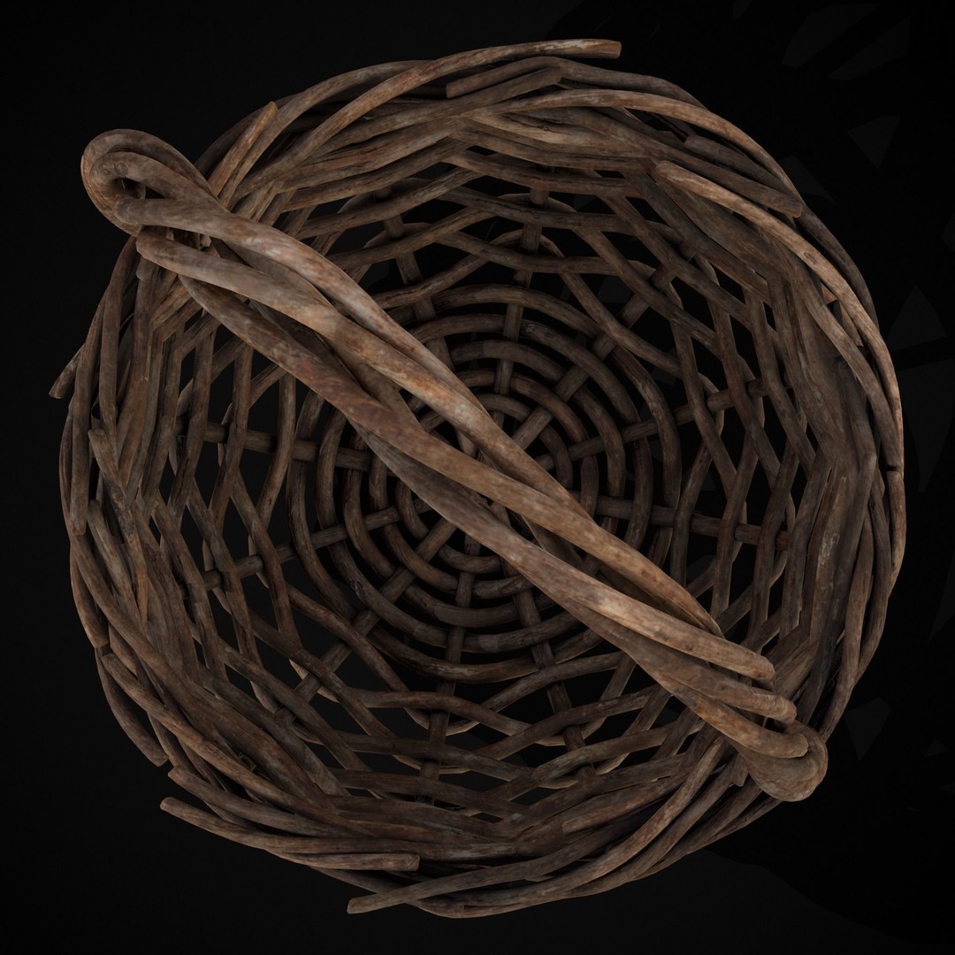 Wooden Root Basket 3D Model – Low Poly PBR Game Asset, FBX & OBJ - View 6