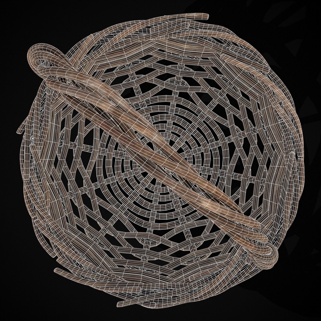 Wooden Root Basket 3D Model – Low Poly PBR Game Asset, FBX & OBJ - View 7