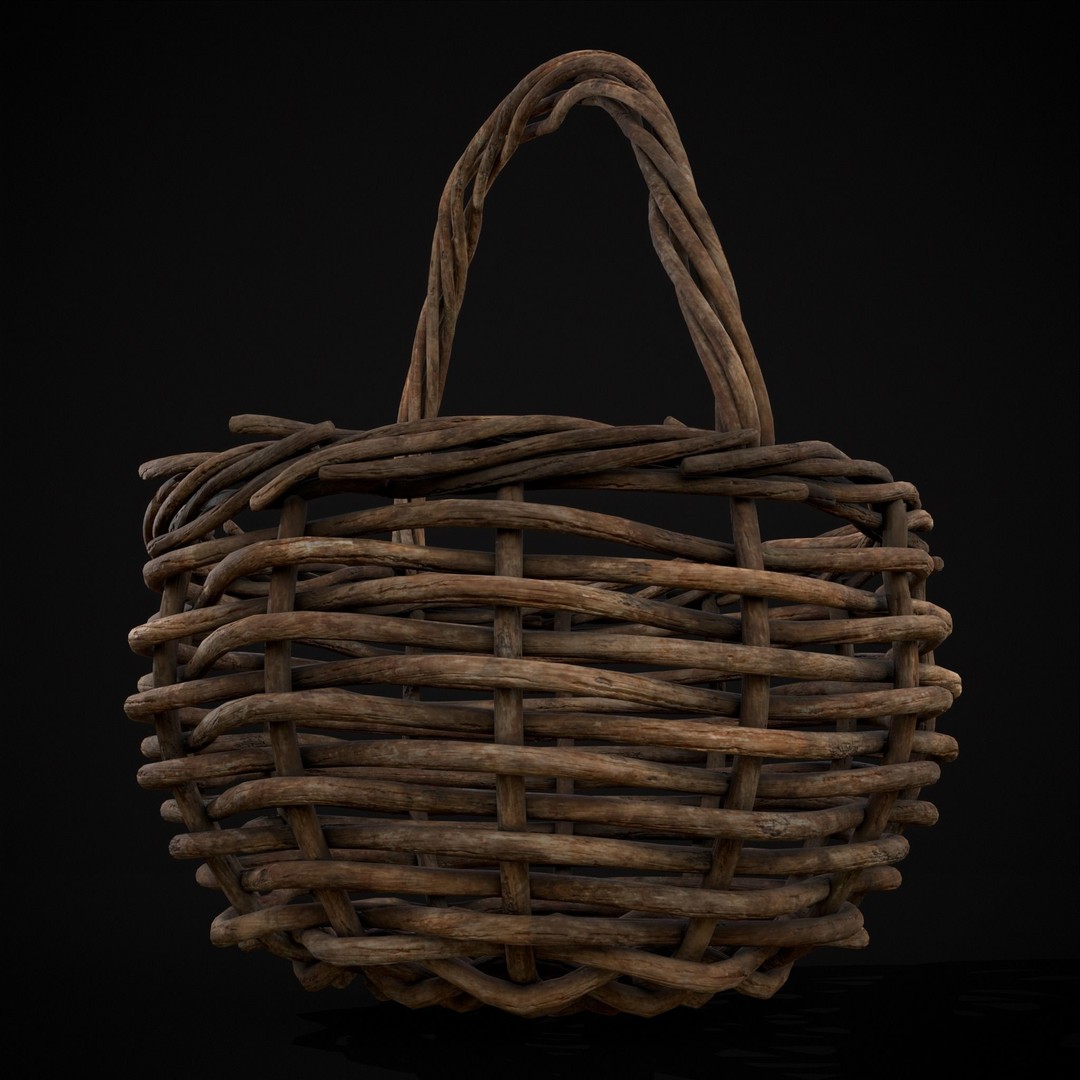 Wooden Root Basket 3D Model – Low Poly PBR Game Asset, FBX & OBJ - View 8