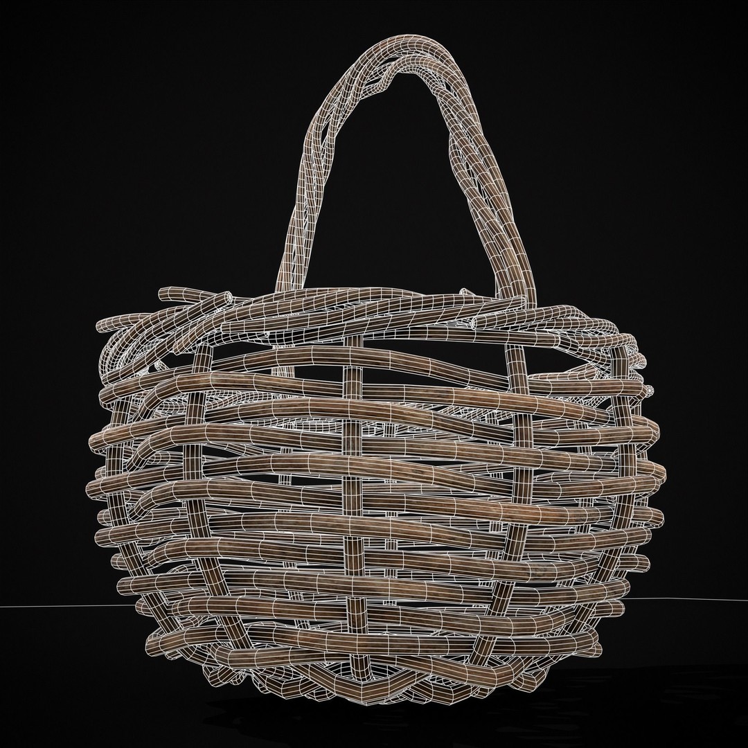 Wooden Root Basket 3D Model – Low Poly PBR Game Asset, FBX & OBJ - View 9