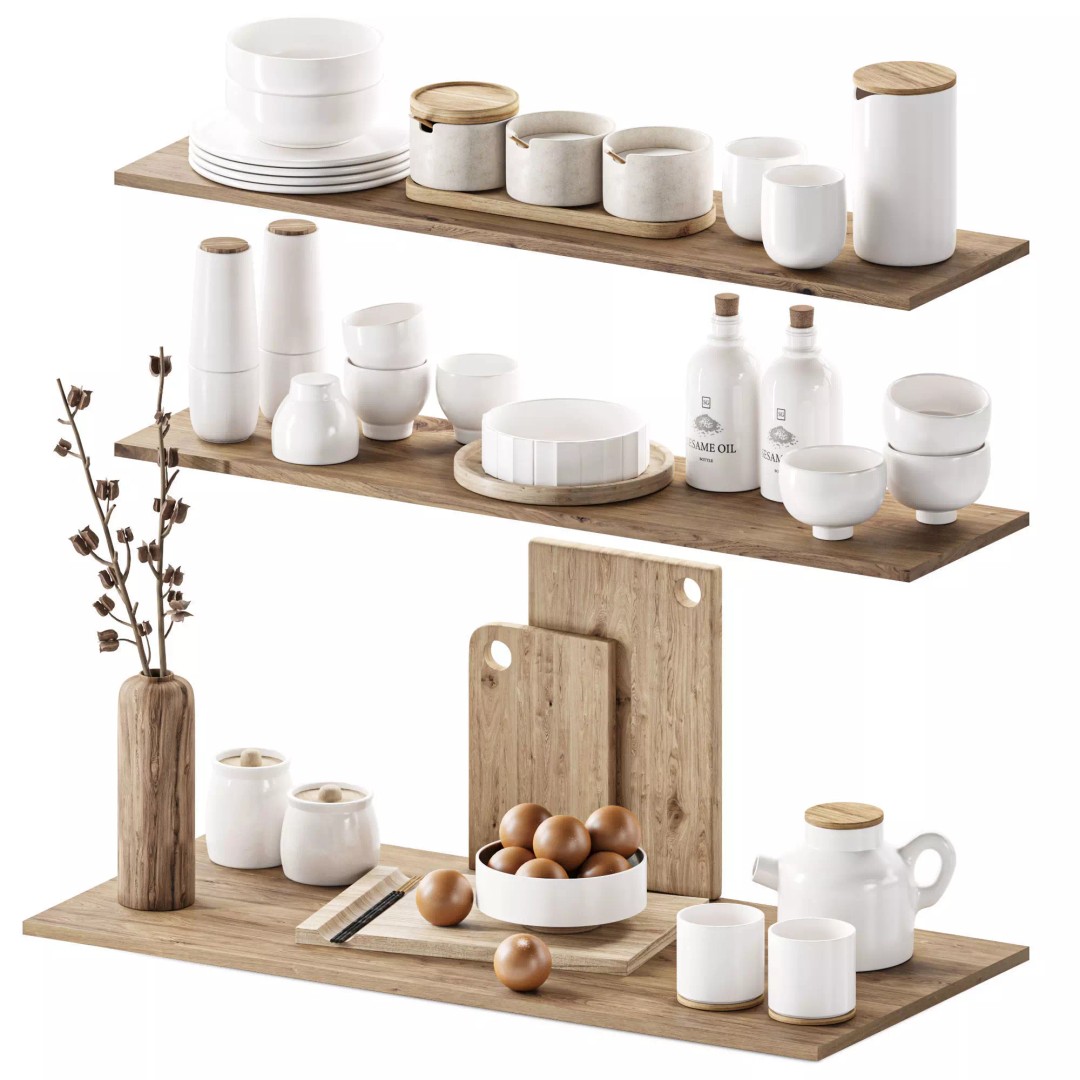 Kitchen Accessories 3D Model – Minimal Decor Set, FBX, OBJ - View 2