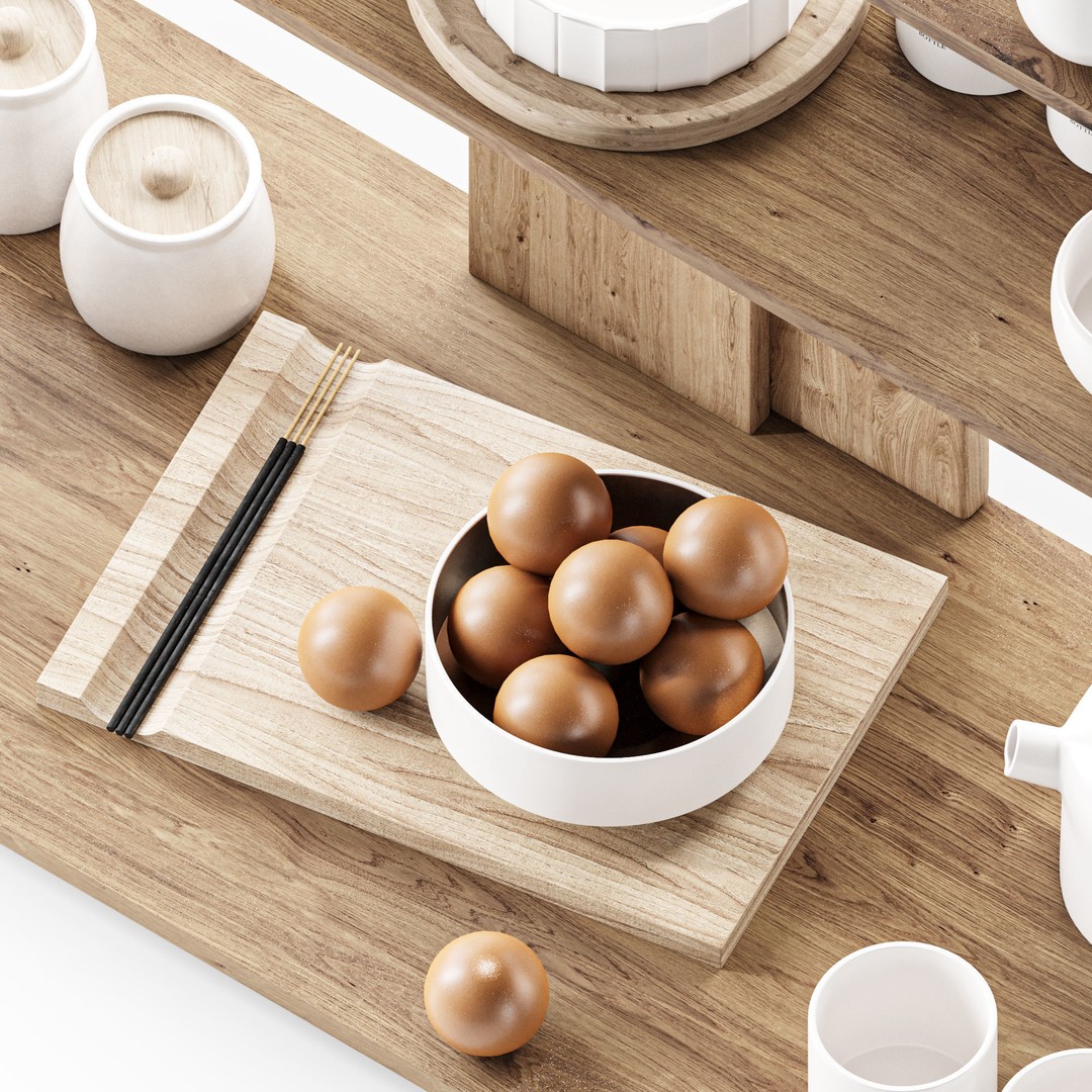 Kitchen Accessories 3D Model – Minimal Decor Set, FBX, OBJ - View 3