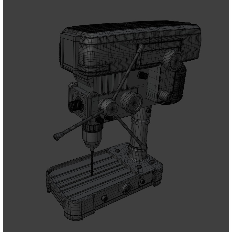 Drill Press 3D Model – Low Poly Realistic Tool for Workshop Use - View 13