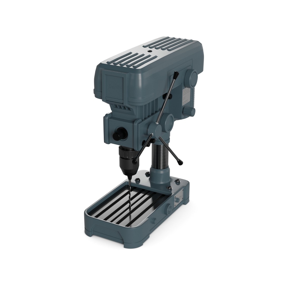 Drill Press 3D Model – Low Poly Realistic Tool for Workshop Use - View 14