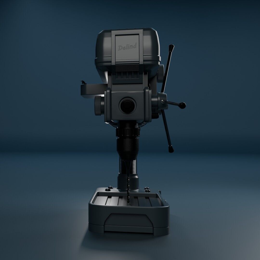 Drill Press 3D Model – Low Poly Realistic Tool for Workshop Use - View 3