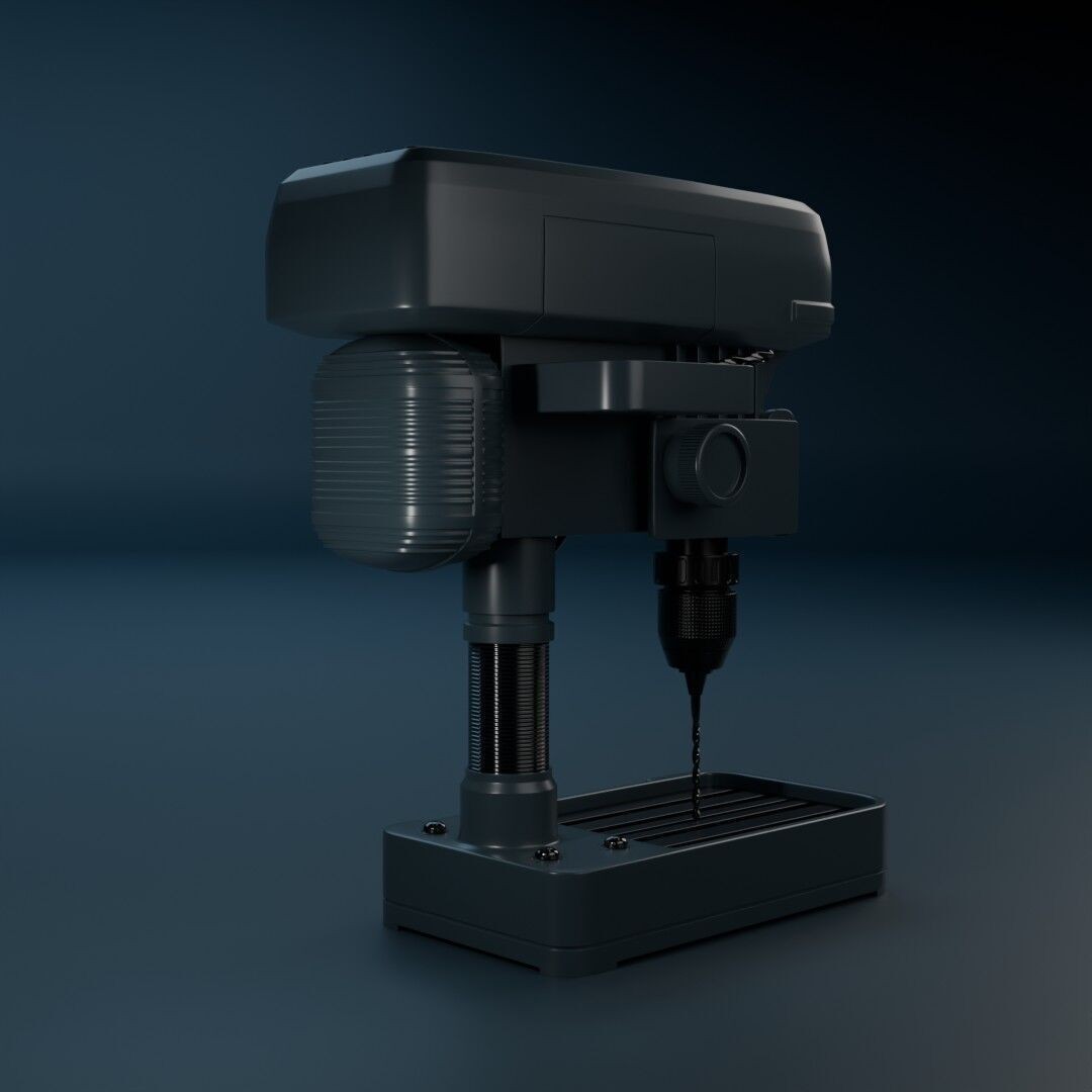 Drill Press 3D Model – Low Poly Realistic Tool for Workshop Use - View 5