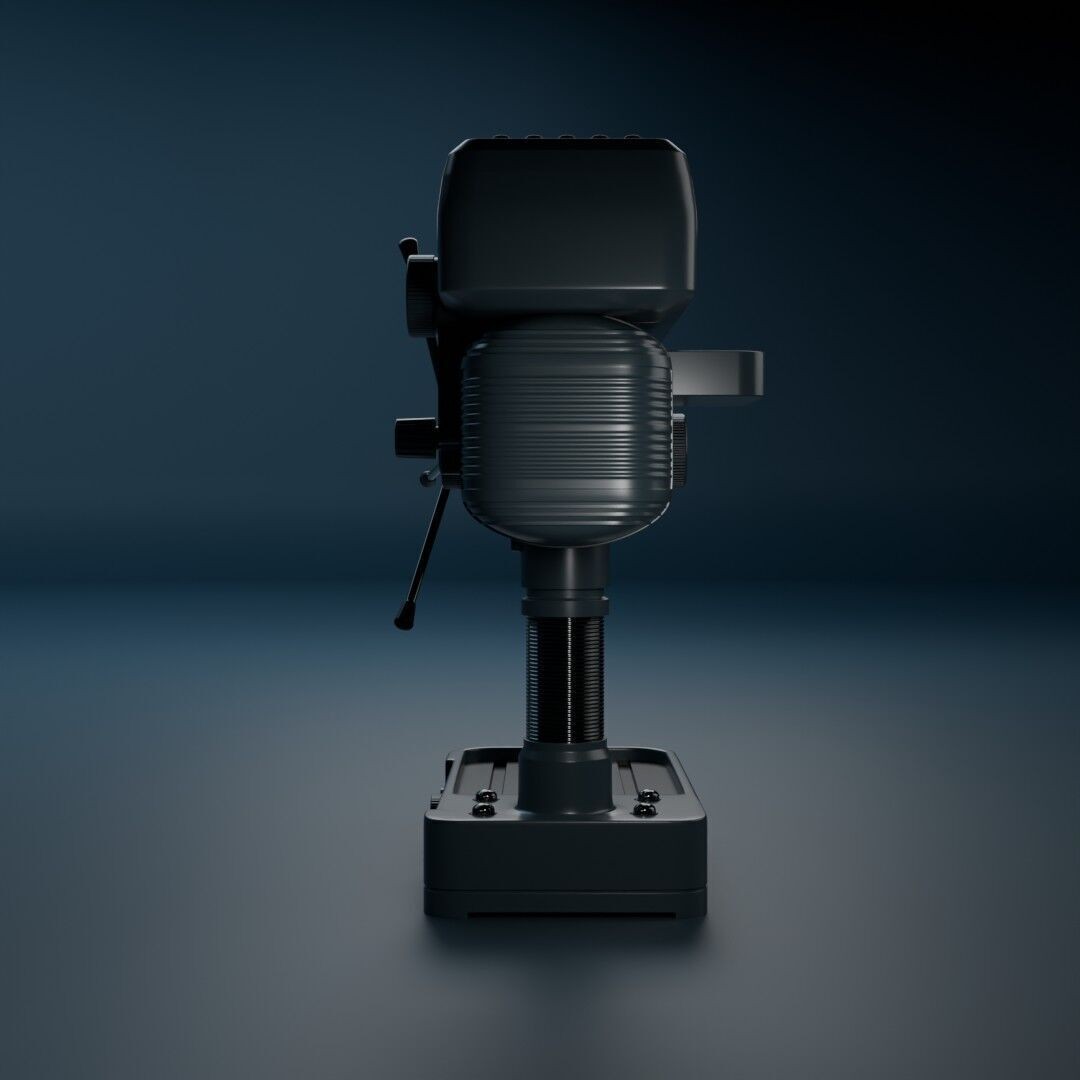 Drill Press 3D Model – Low Poly Realistic Tool for Workshop Use - View 6