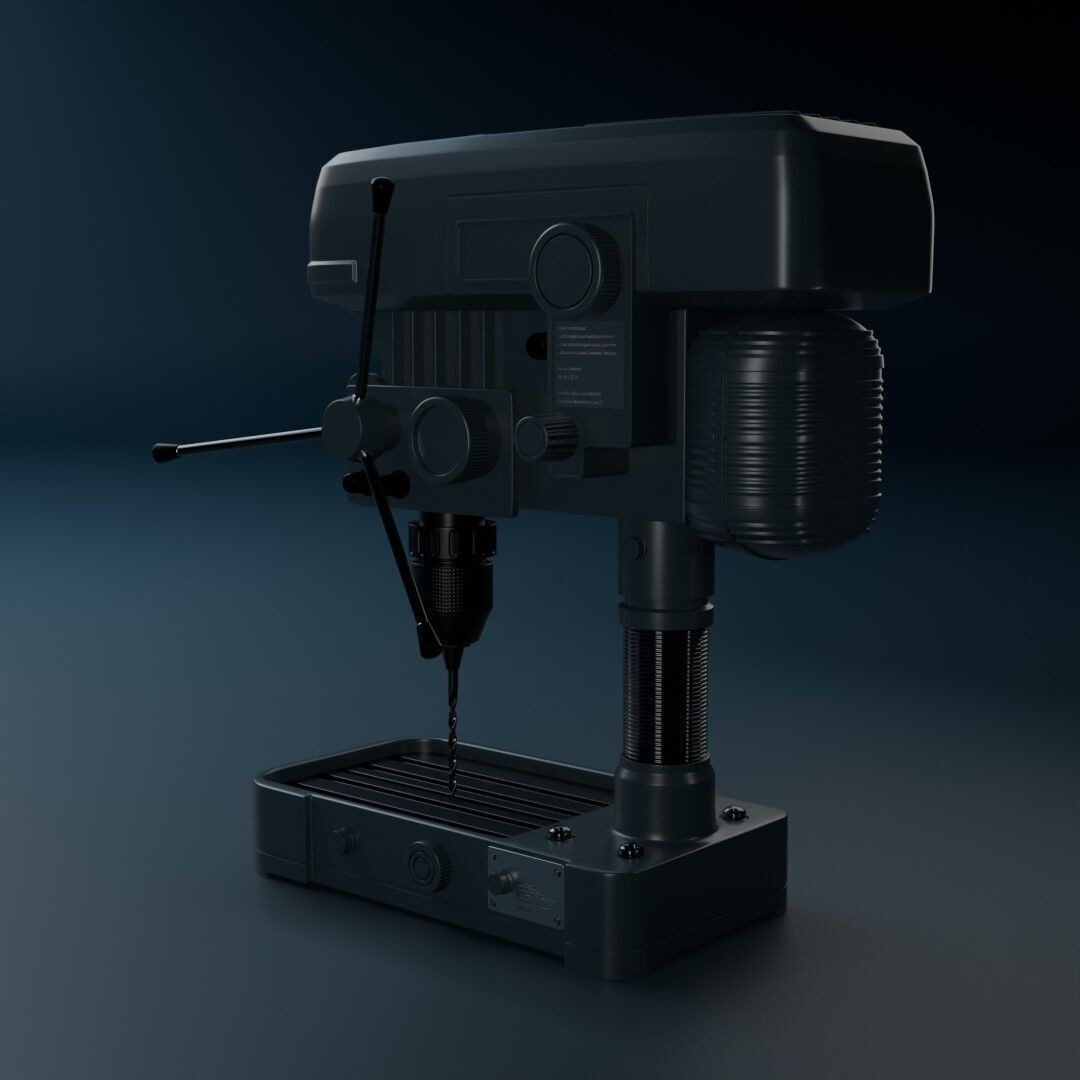 Drill Press 3D Model – Low Poly Realistic Tool for Workshop Use - View 7