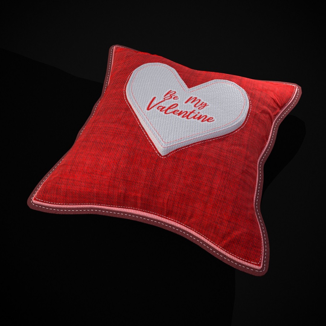 Be Mine Valentine Pillow 3D Model – Low Poly PBR Asset, FBX & OBJ