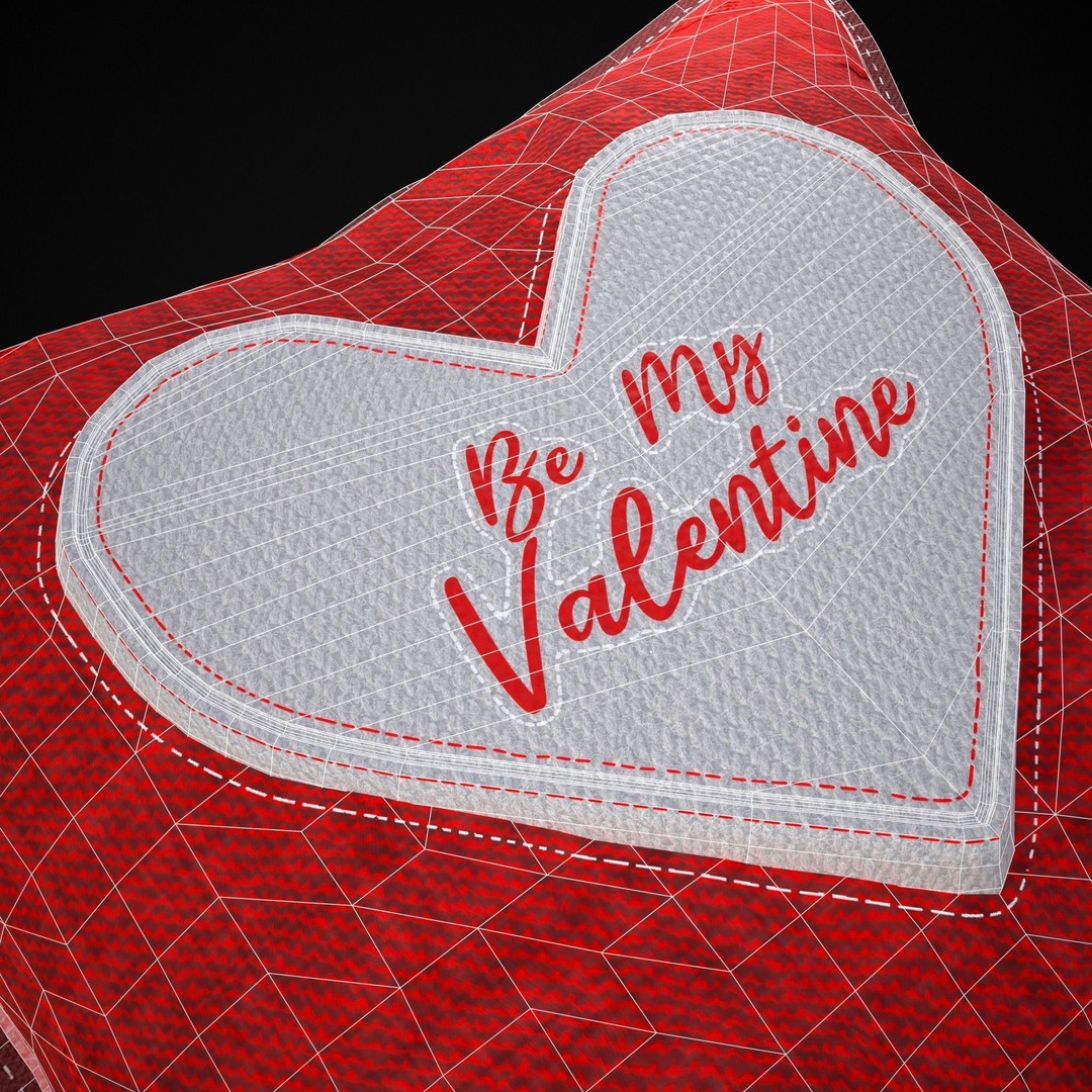 Be Mine Valentine Pillow 3D Model – Low Poly PBR Asset, FBX & OBJ - View 11