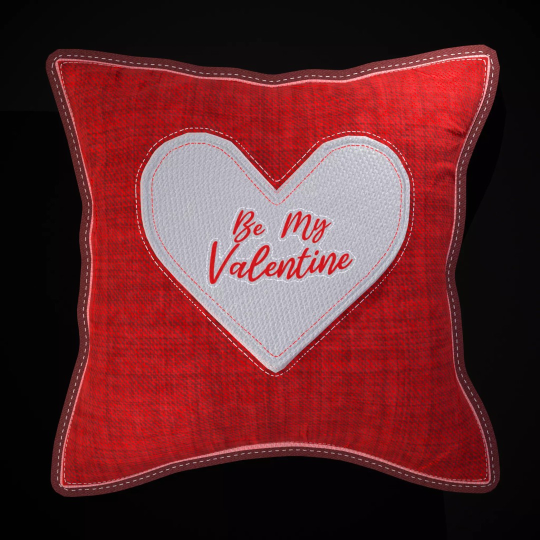 Be Mine Valentine Pillow 3D Model – Low Poly PBR Asset, FBX & OBJ - View 2