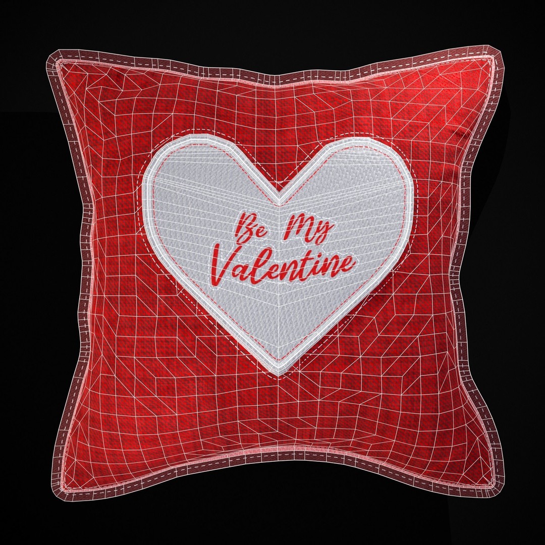 Be Mine Valentine Pillow 3D Model – Low Poly PBR Asset, FBX & OBJ - View 3