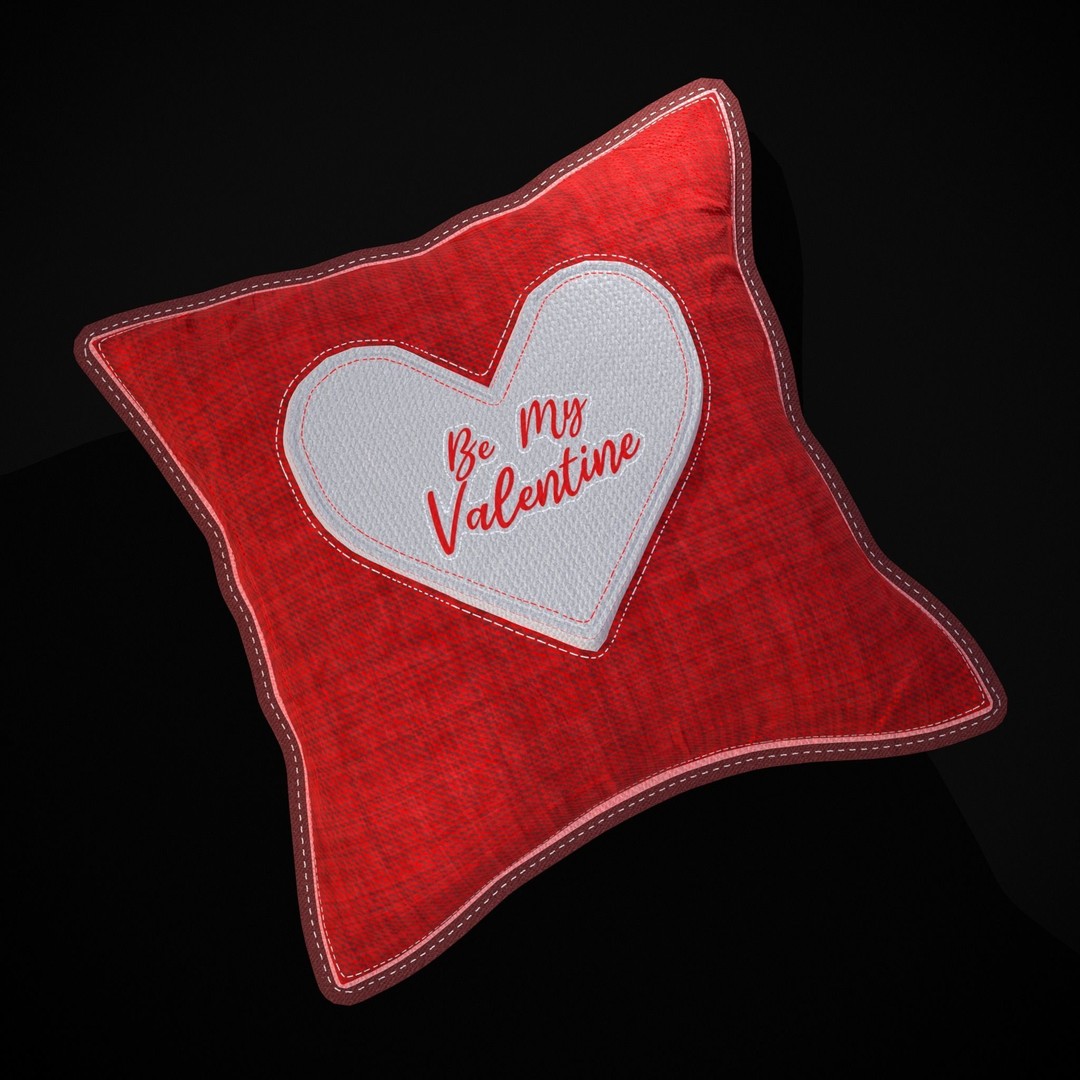 Be Mine Valentine Pillow 3D Model – Low Poly PBR Asset, FBX & OBJ - View 30