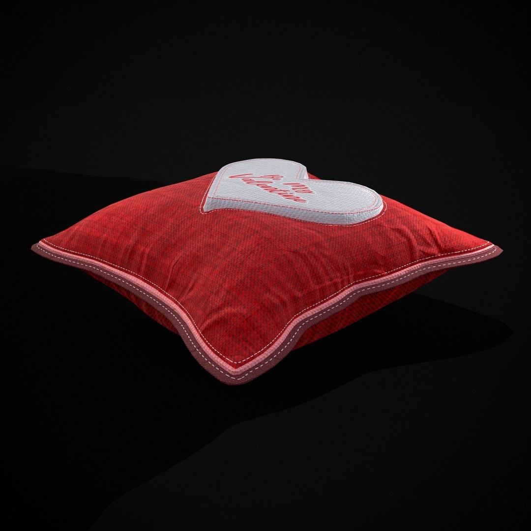 Be Mine Valentine Pillow 3D Model – Low Poly PBR Asset, FBX & OBJ - View 6