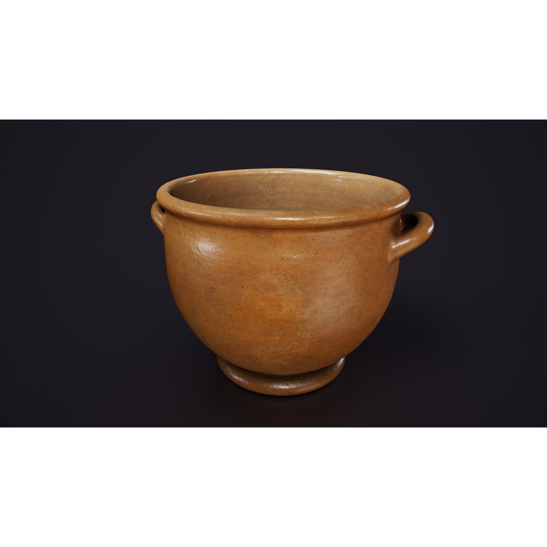 Clay Pots 3D Model – Low Poly Kitchenware Asset, FBX & OBJ Formats - View 7
