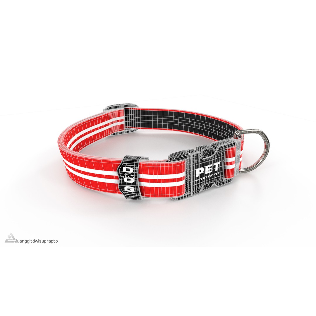 Pet Collar 3D Model – Low Poly Adjustable Accessory, FBX - View 3