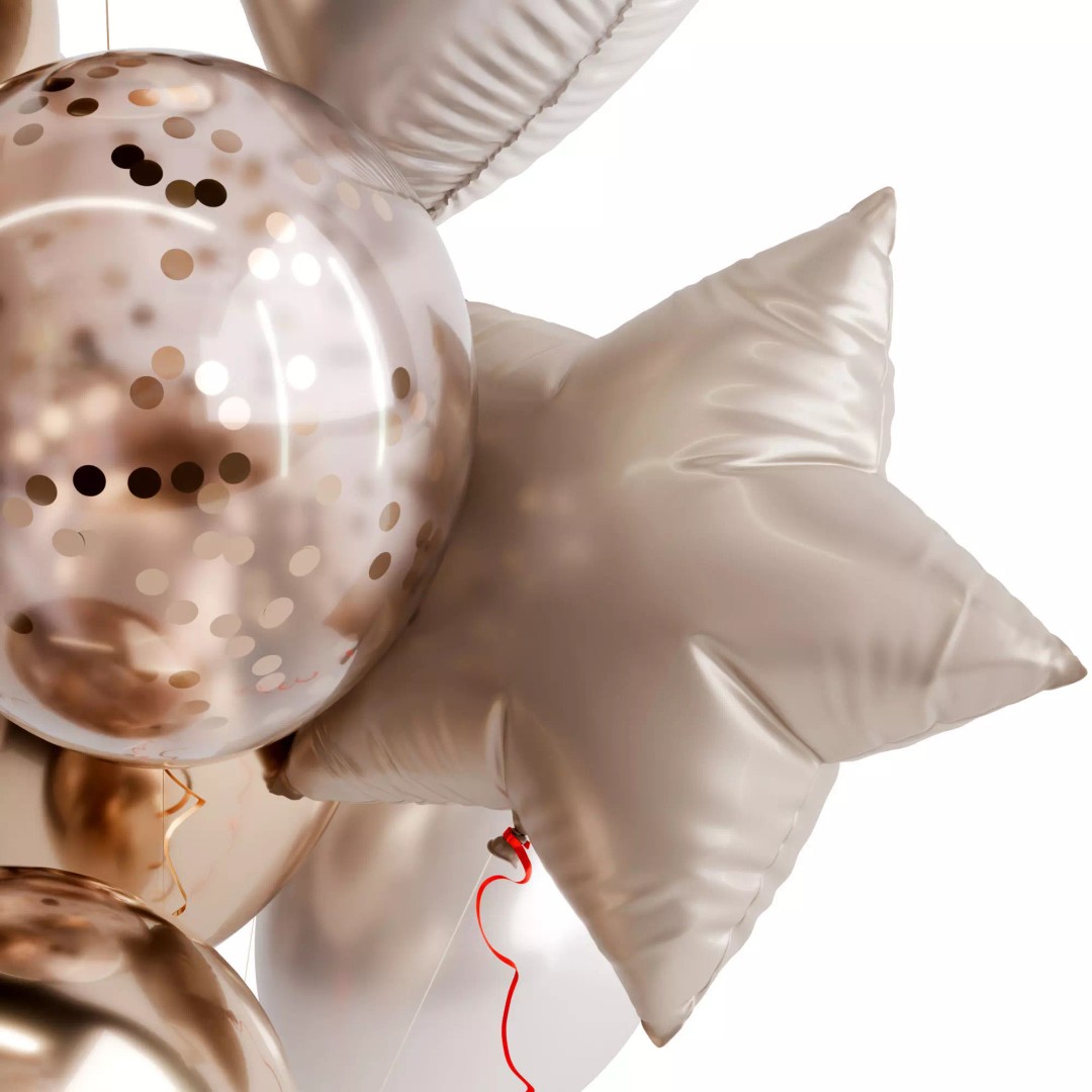 Holiday Balloons 3D Model – High Poly Decoration for Blender, FBX, OBJ - View 5