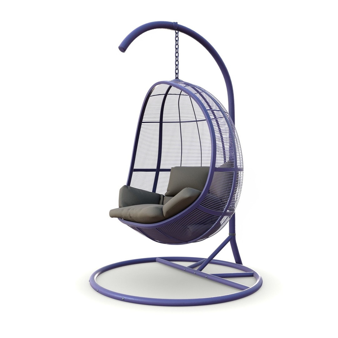 Swing Chair 3D Model – Low Poly Outdoor Furniture, Blender, FBX - View 10