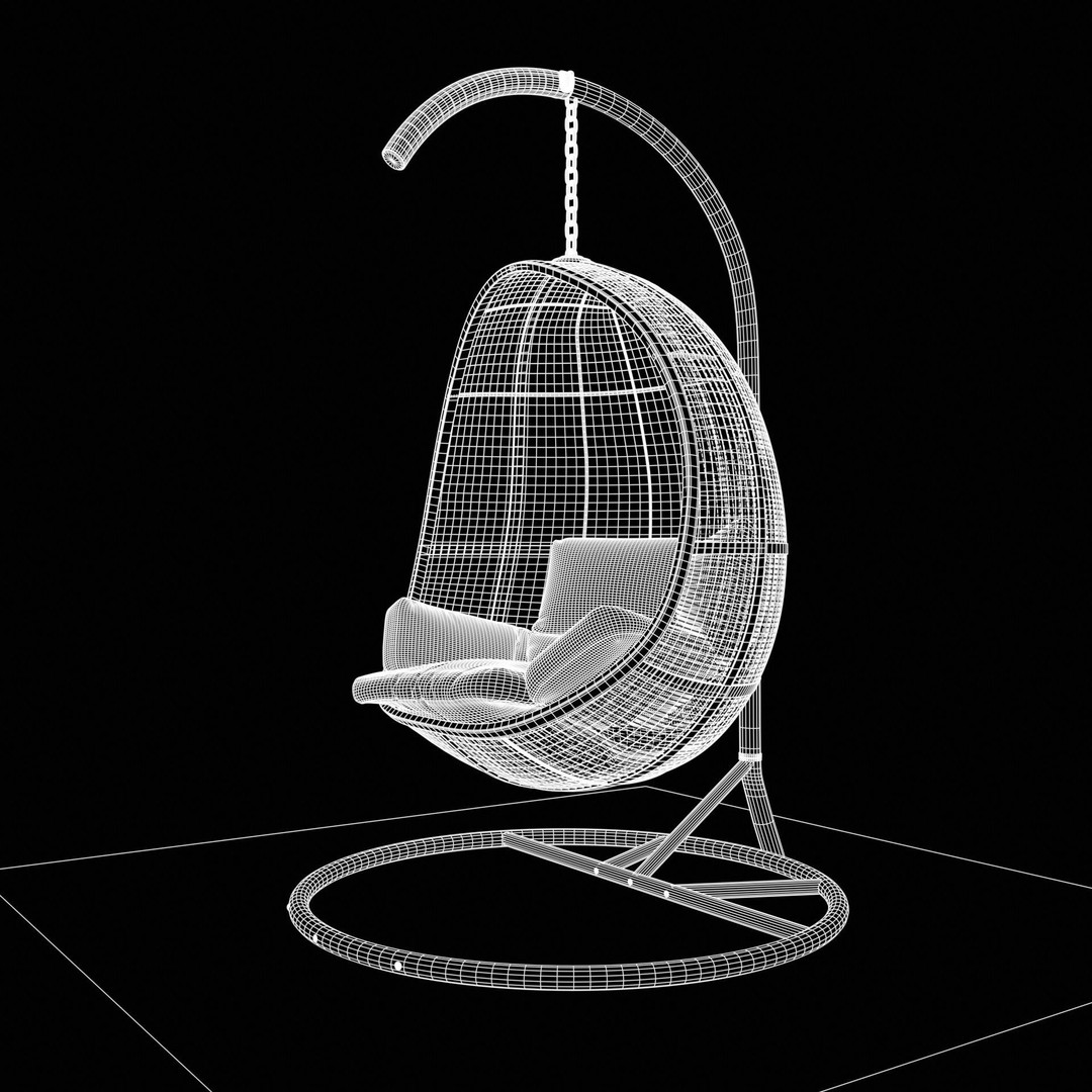 Swing Chair 3D Model – Low Poly Outdoor Furniture, Blender, FBX - View 18