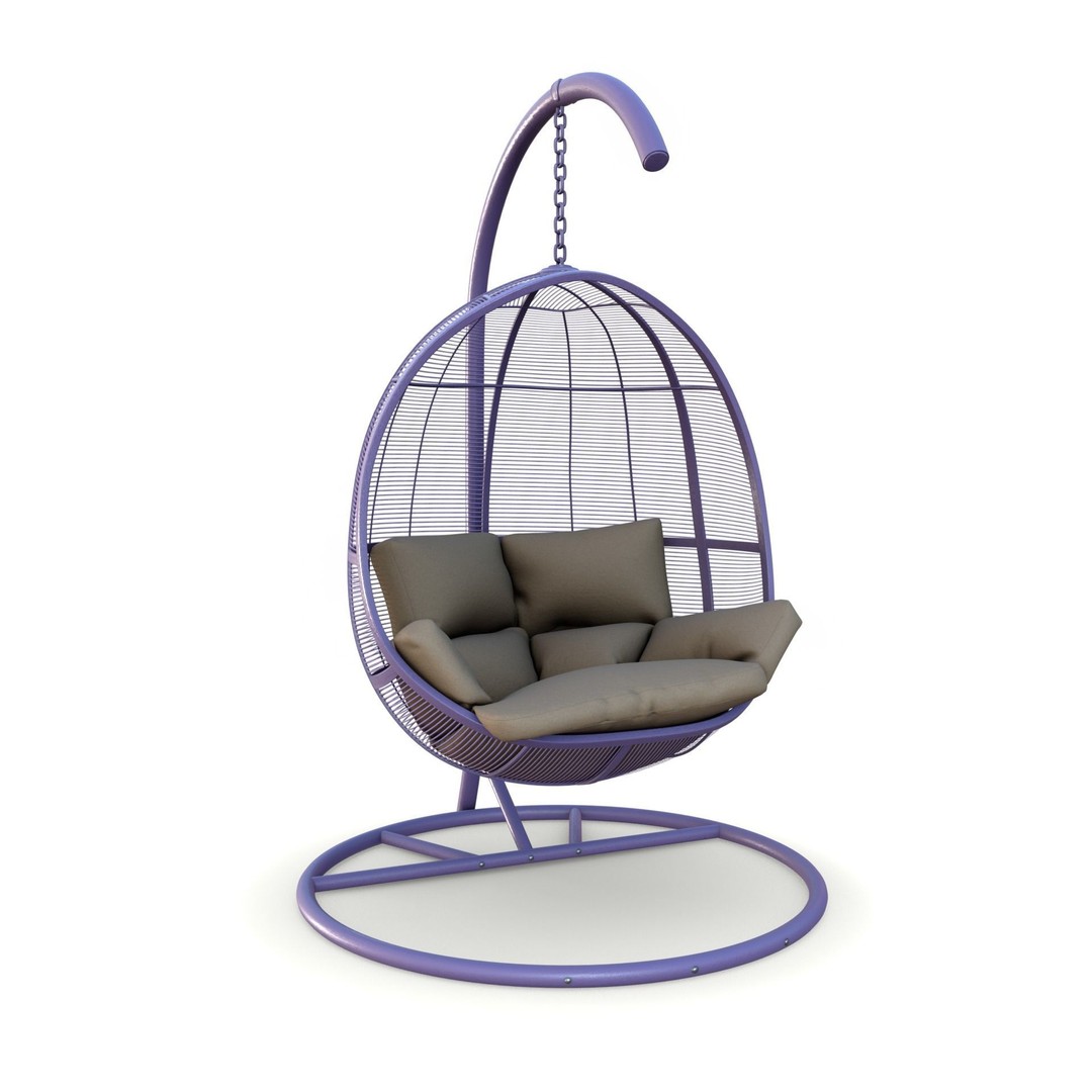 Swing Chair 3D Model – Low Poly Outdoor Furniture, Blender, FBX - View 3