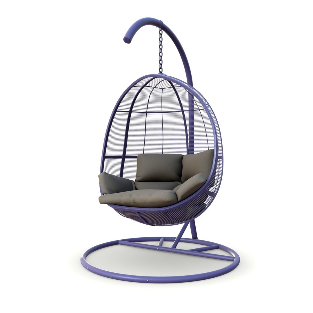 Swing Chair 3D Model – Low Poly Outdoor Furniture, Blender, FBX - View 4
