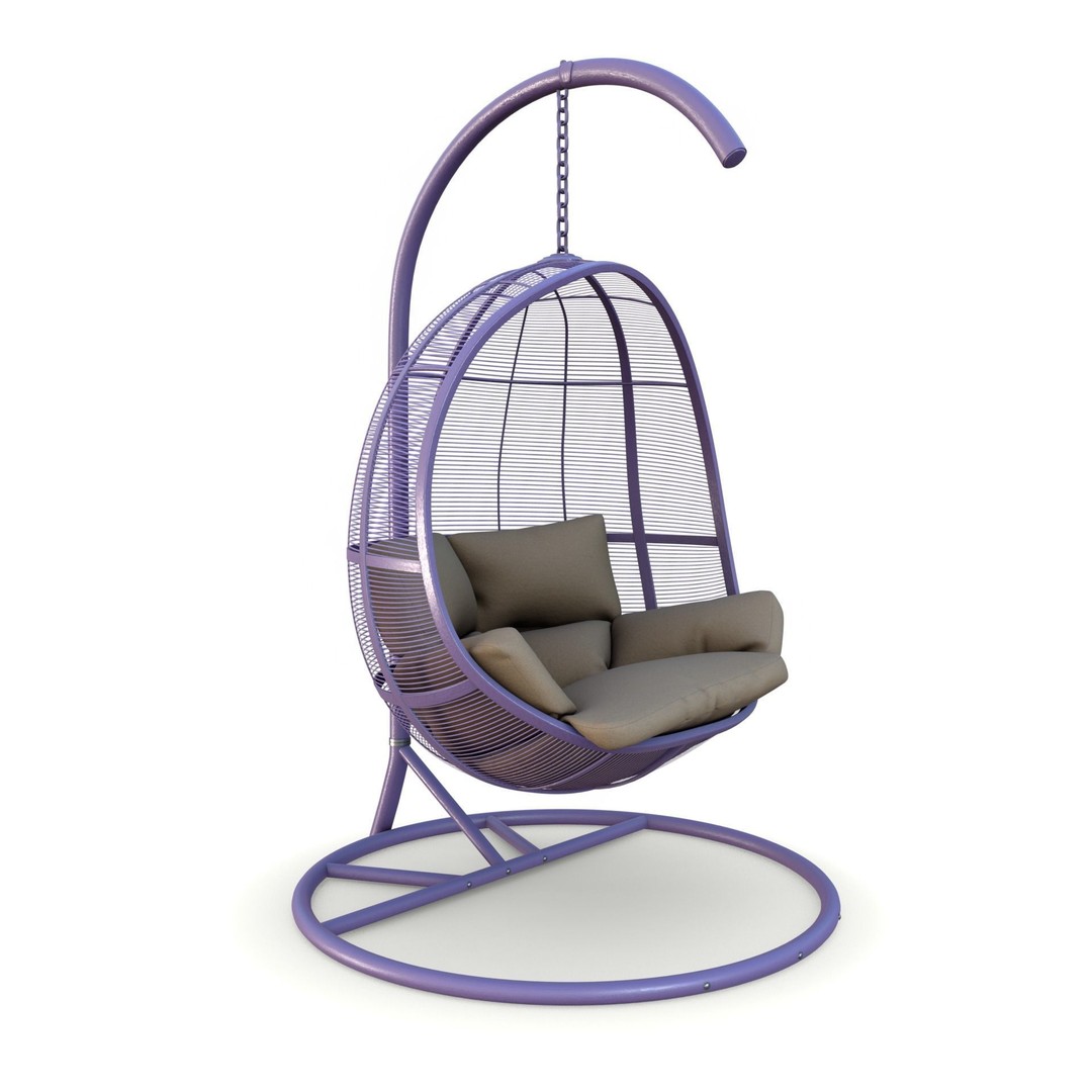 Swing Chair 3D Model – Low Poly Outdoor Furniture, Blender, FBX - View 6