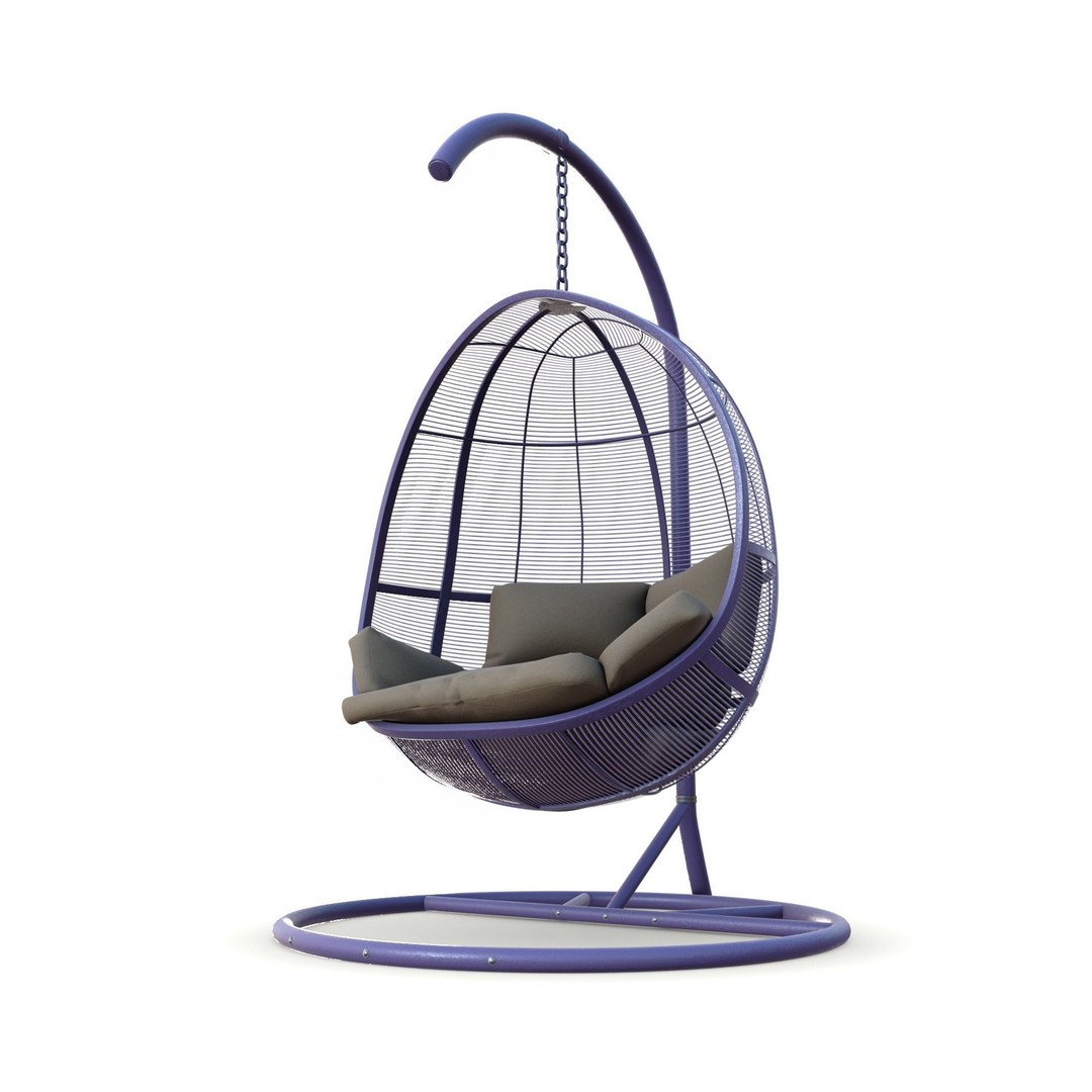 Swing Chair 3D Model – Low Poly Outdoor Furniture, Blender, FBX - View 8