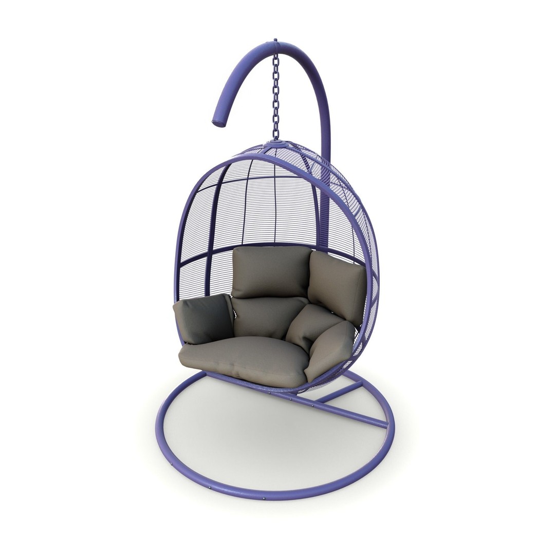 Swing Chair 3D Model – Low Poly Outdoor Furniture, Blender, FBX - View 9