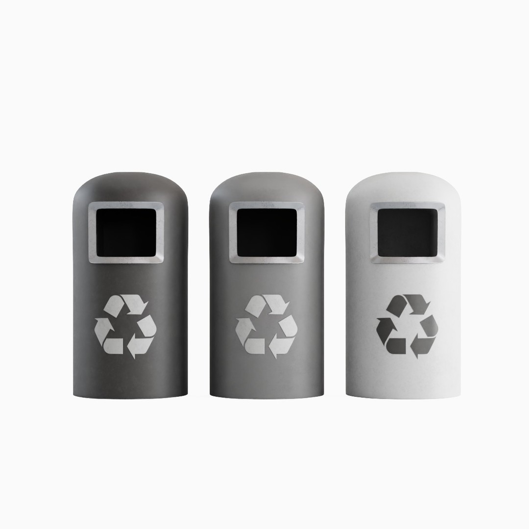Trashbin 3D Model – Low Poly Household Asset, PBR Textures, FBX - View 3